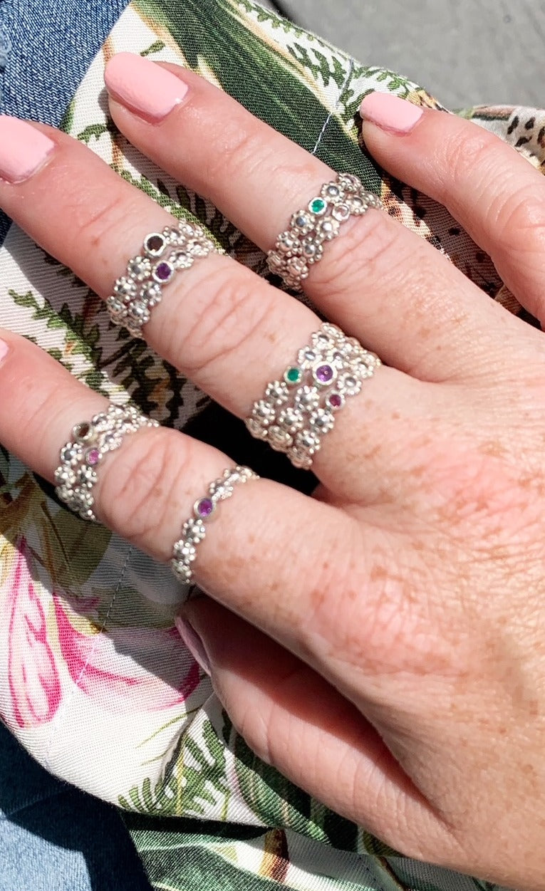 Daisy Stone Stackable Rings