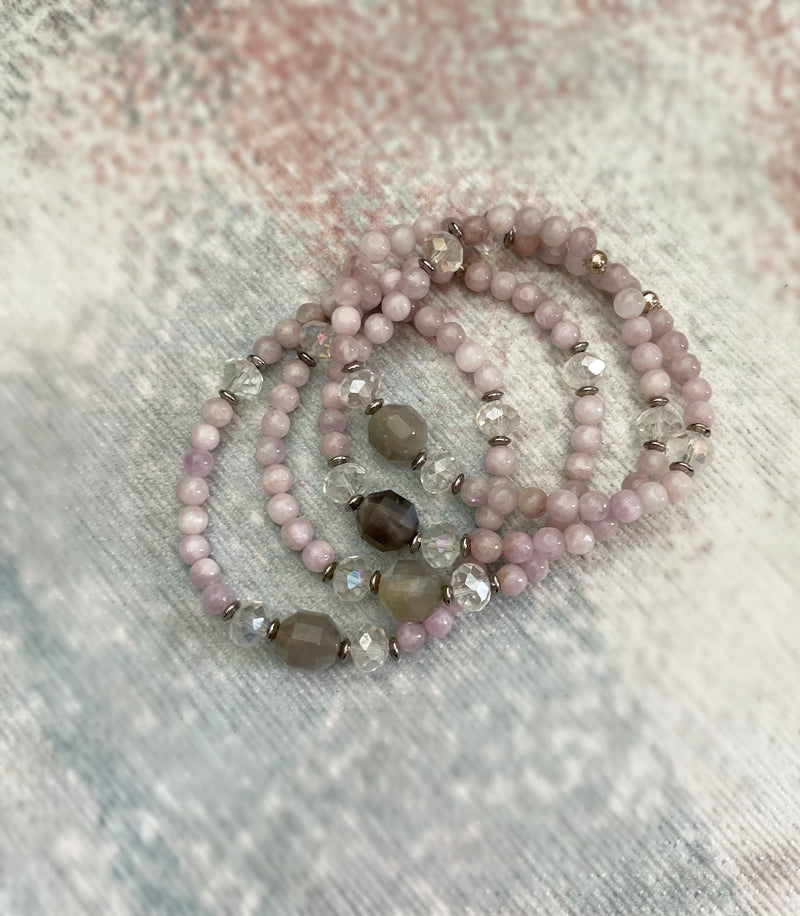 Kunzite Grey Moonstone Bracelet