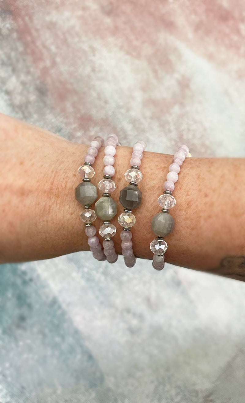 Kunzite Grey Moonstone Bracelet