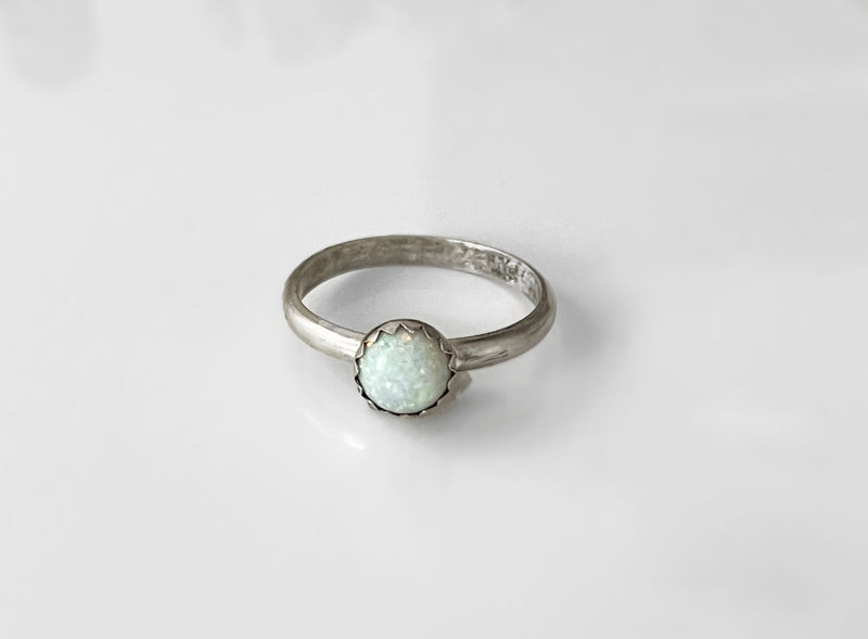 Sterling Opal White Ring