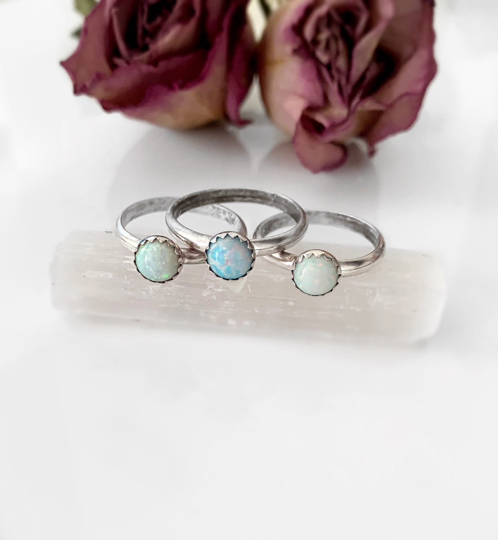 Sterling Opal White Ring