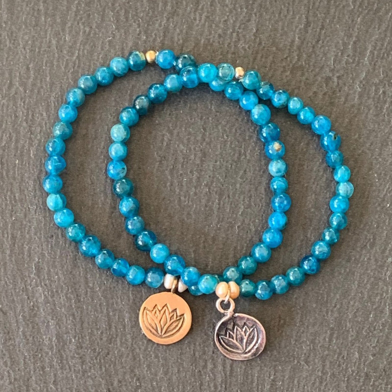 Blue Apatite Lotus Bracelet