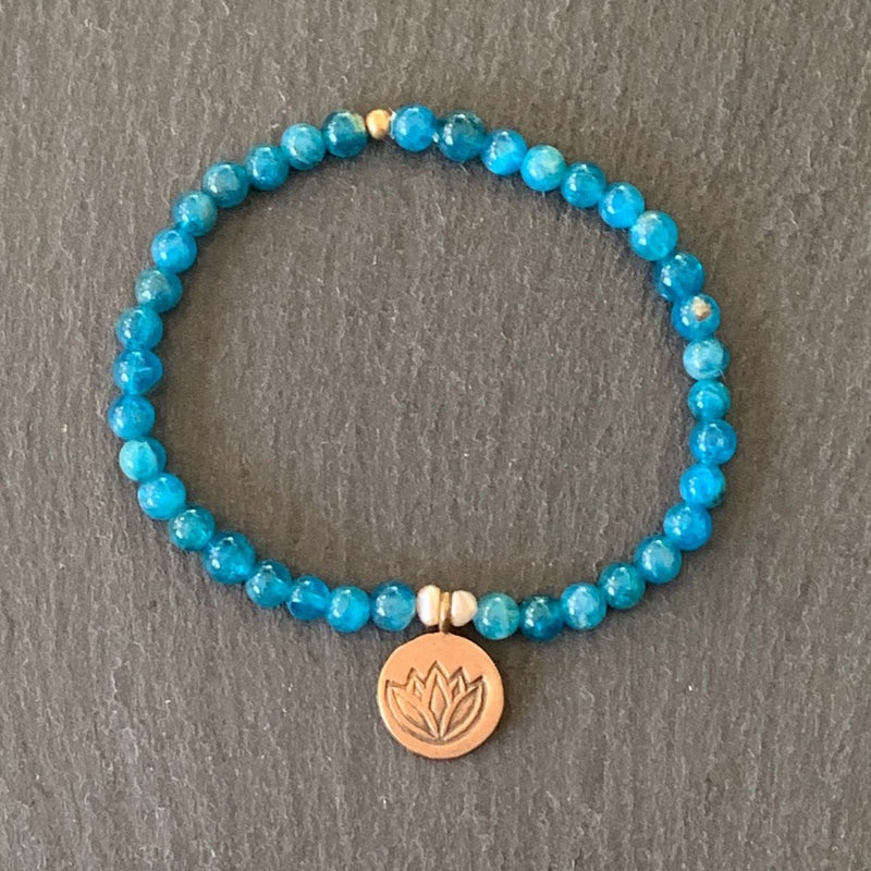 Blue Apatite Lotus Bracelet